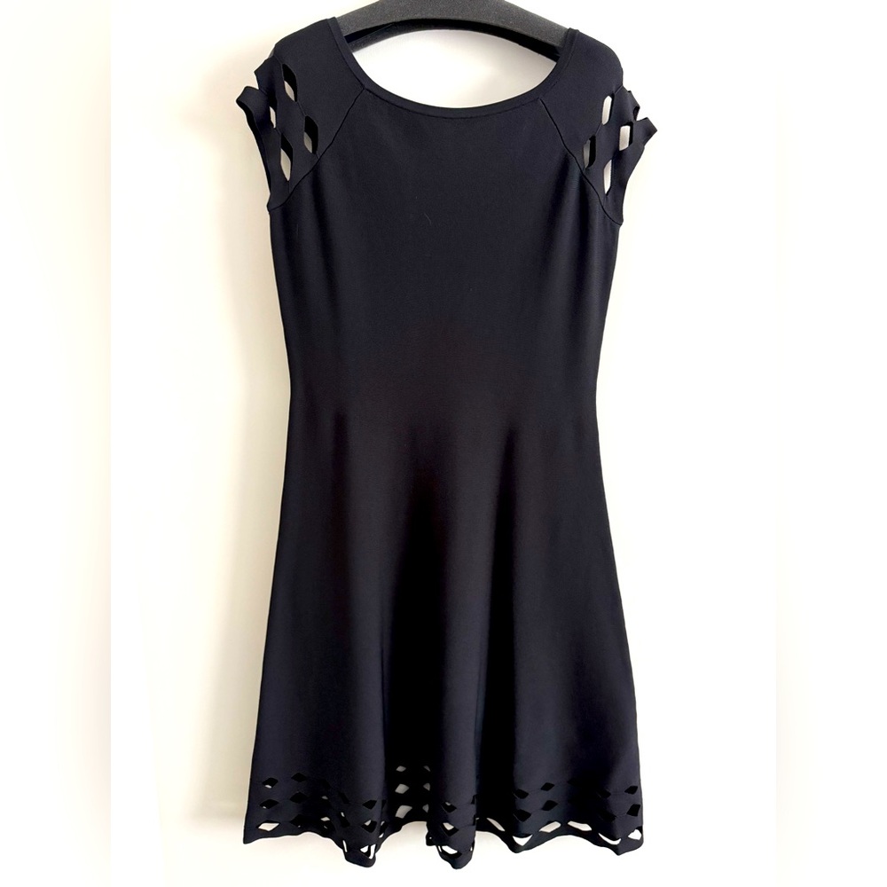 Shoshanna Amsterdam Off the Shoulder Dress Knit Cutout Details Black Medium - Picture 2 of 11